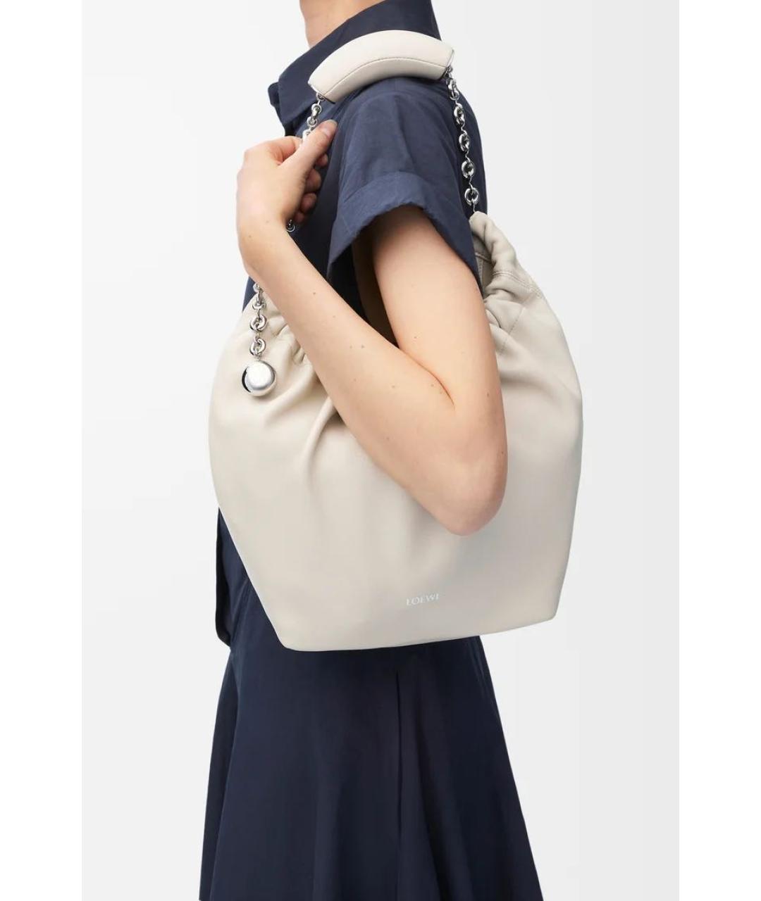 LOEWE Белая кожаная сумка через плечо, фото 2