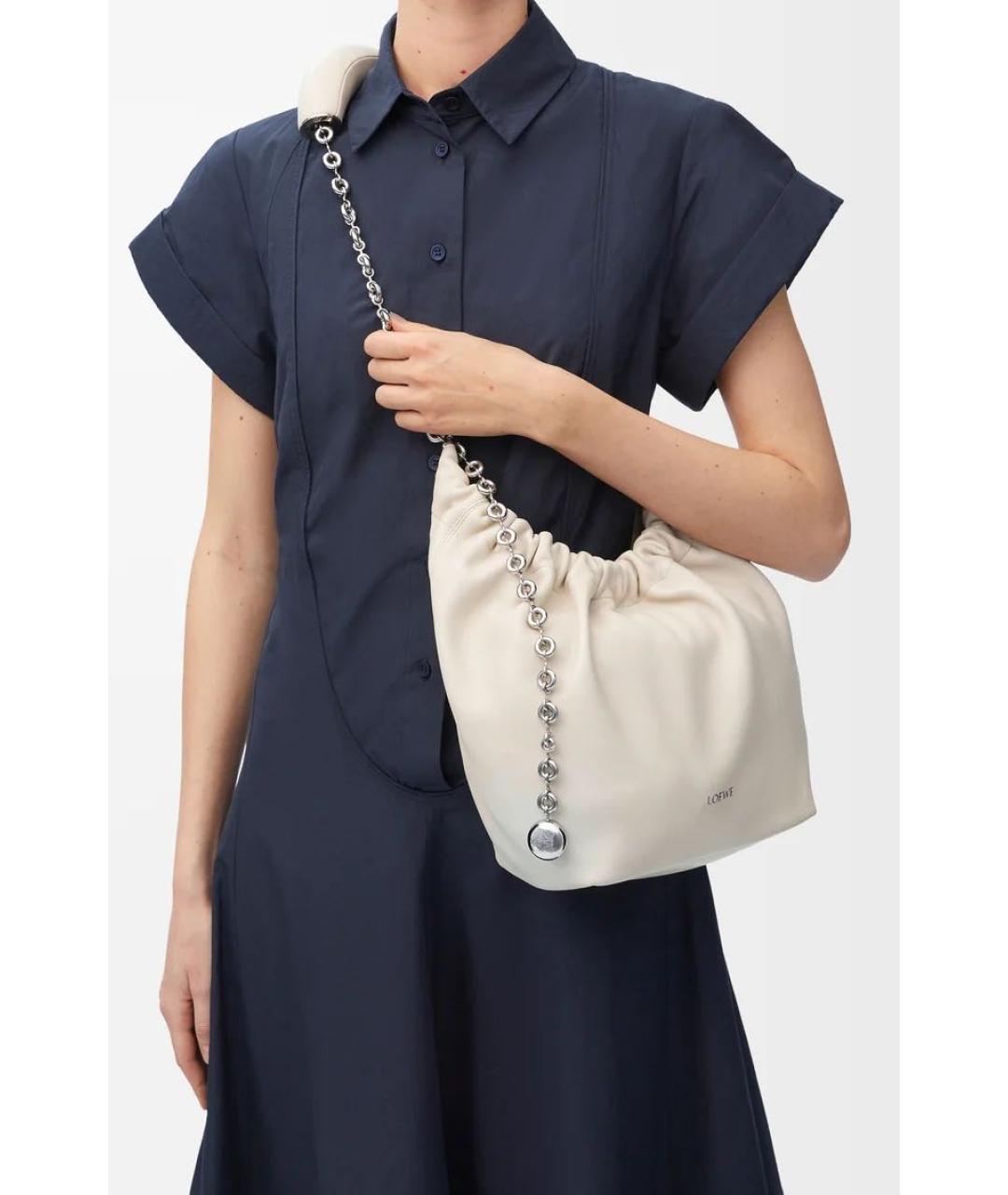 LOEWE Белая кожаная сумка через плечо, фото 3