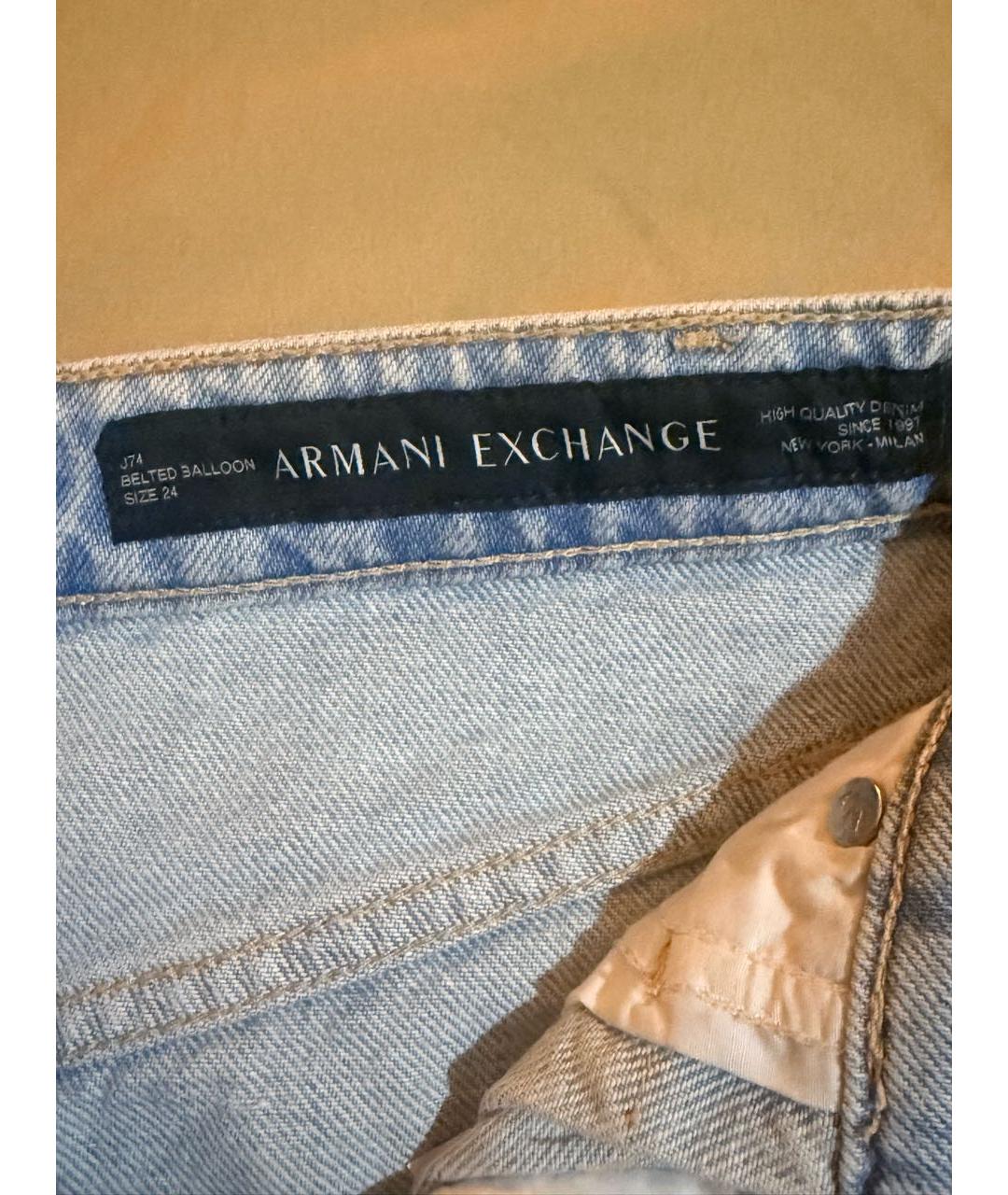 ARMANI EXCHANGE Голубые хлопковые джинсы клеш, фото 3