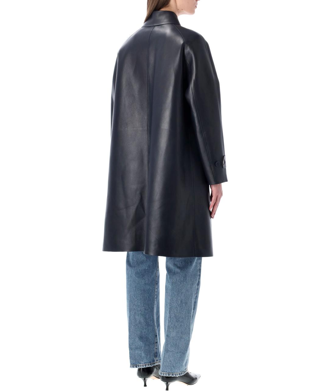 RALPH LAUREN Темно-синее кожаное пальто, фото 2