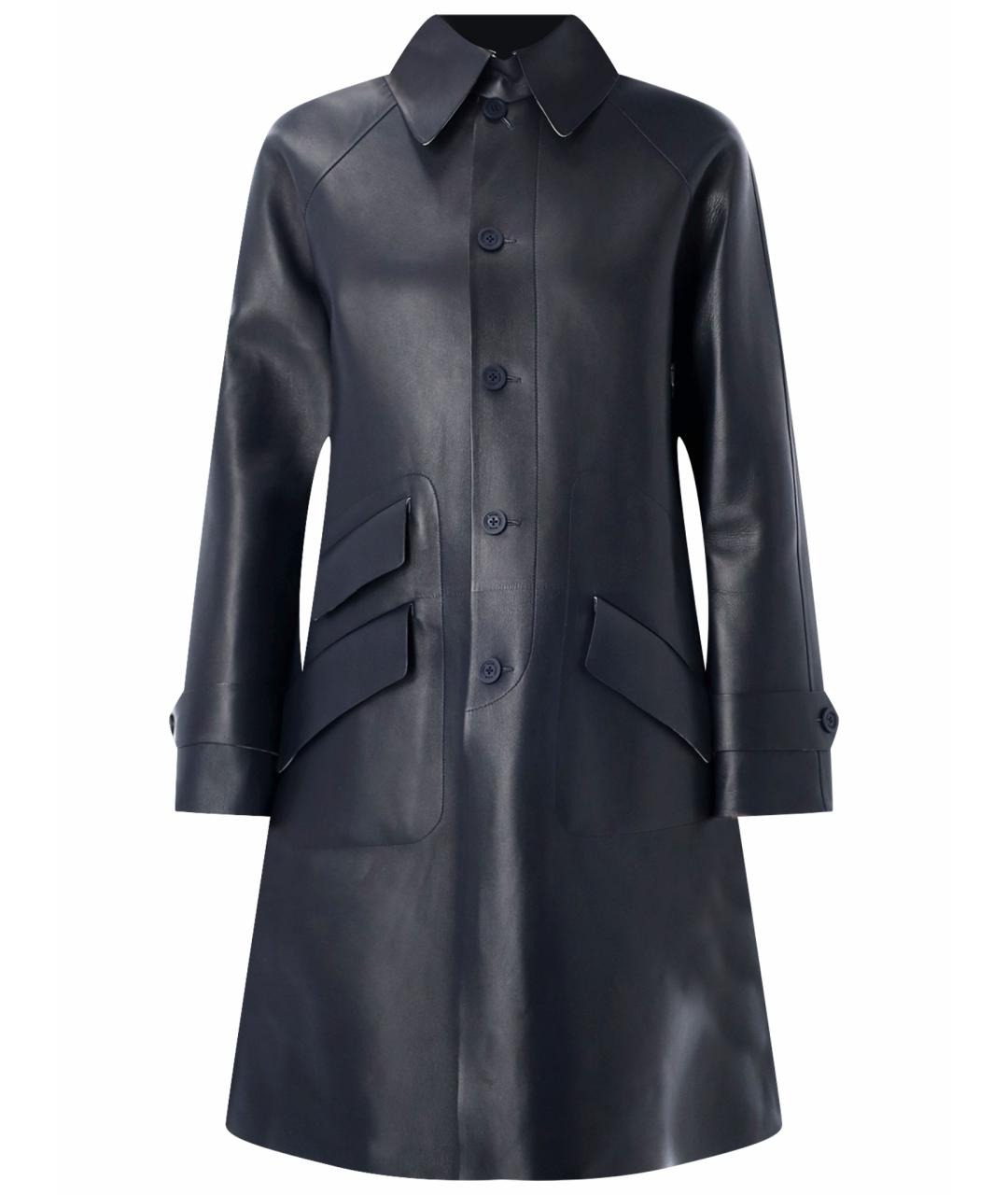 RALPH LAUREN Темно-синее кожаное пальто, фото 1