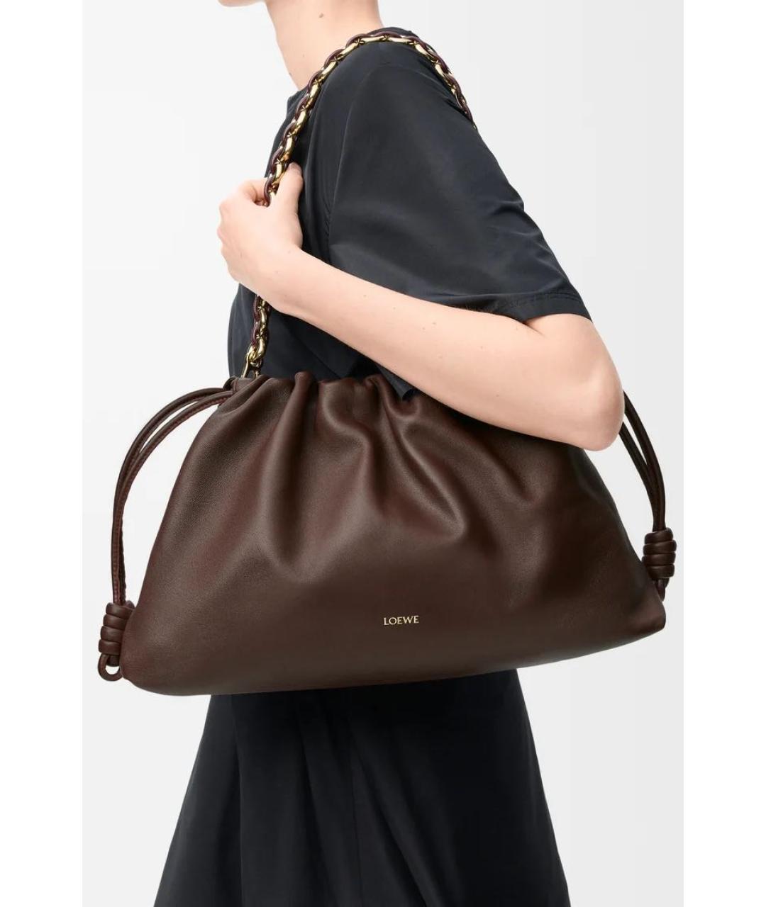 LOEWE Коричневая кожаная сумка через плечо, фото 2