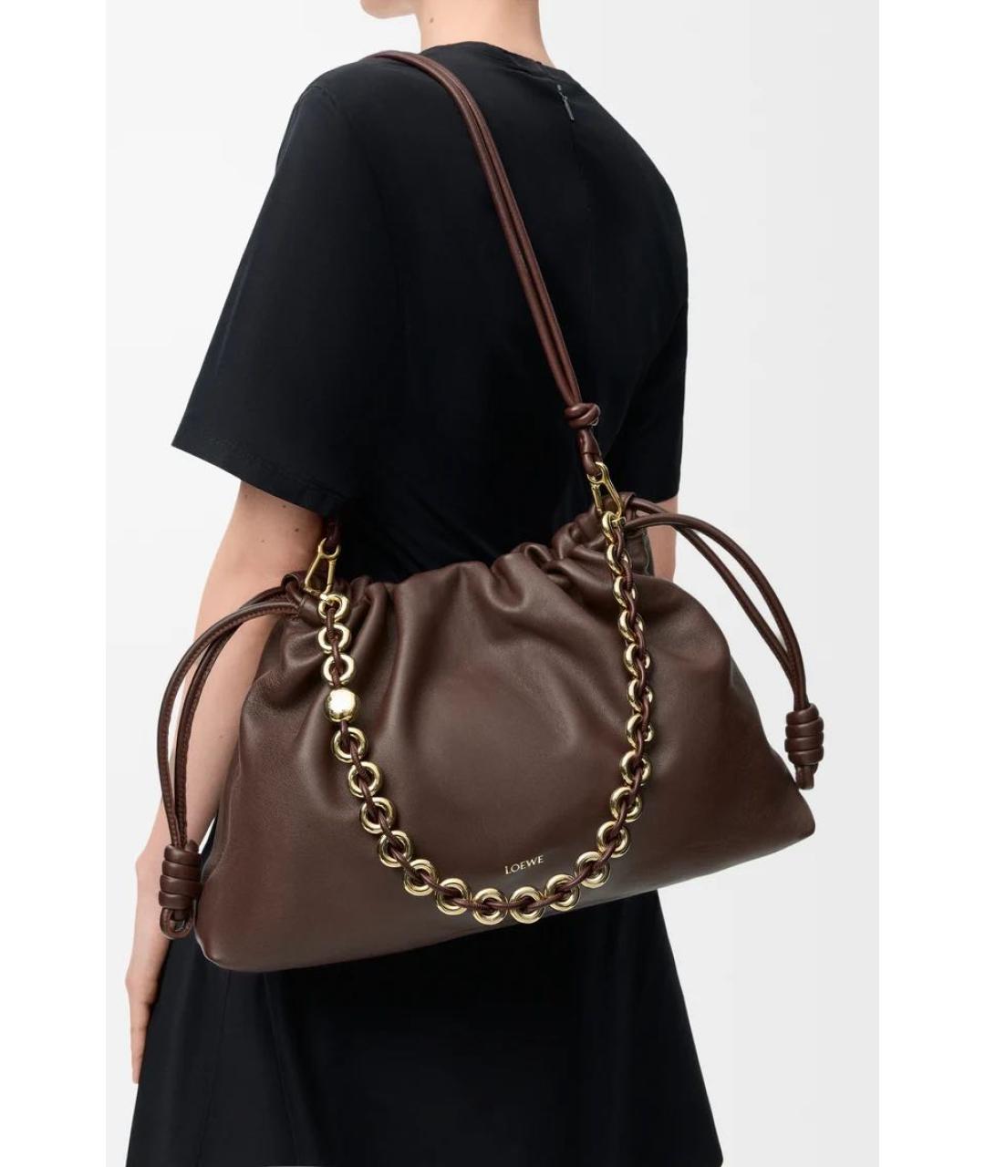 LOEWE Коричневая кожаная сумка через плечо, фото 3