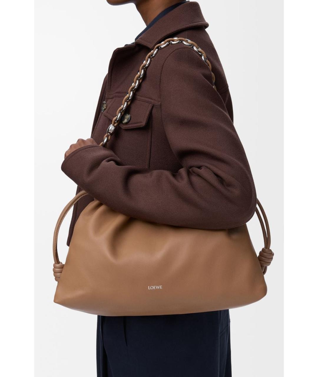 LOEWE Коричневая кожаная сумка через плечо, фото 3