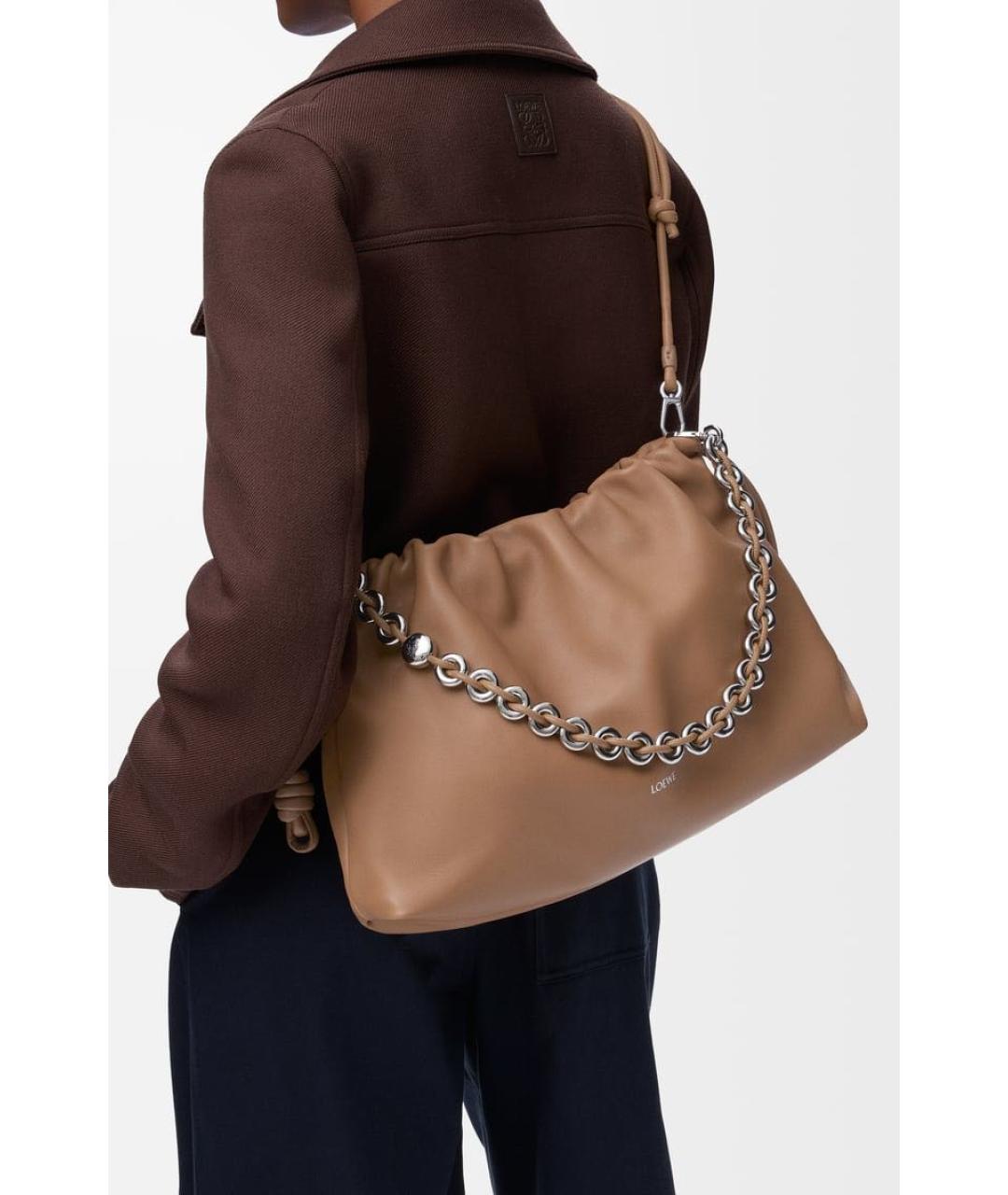 LOEWE Коричневая кожаная сумка через плечо, фото 2