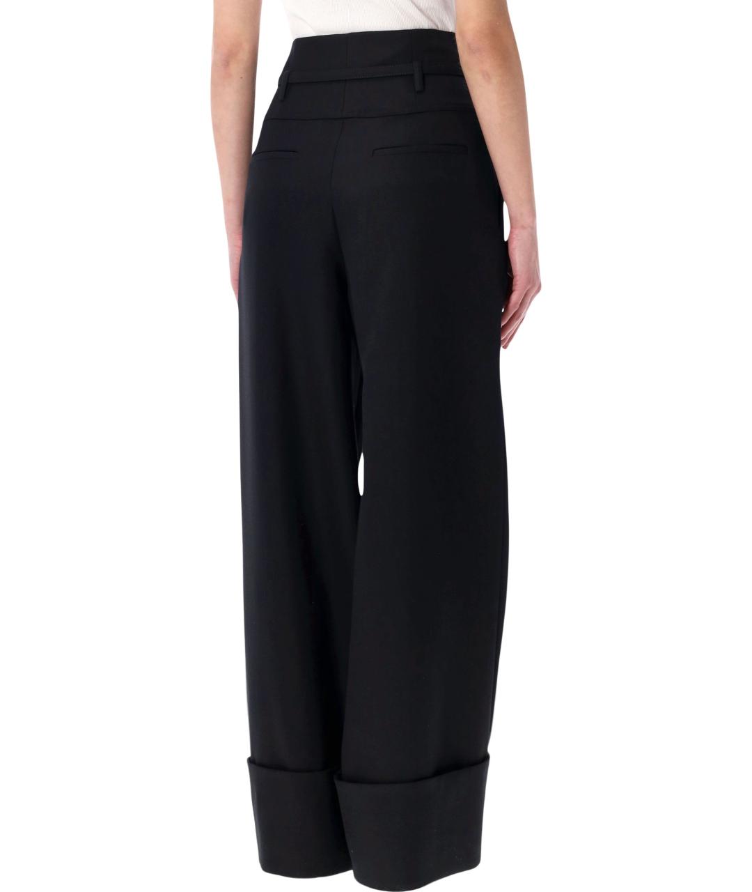 FENDI Черные шерстяные брюки широкие, фото 3