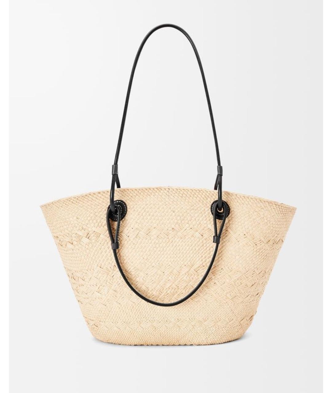 LOEWE Бежевая пелетеная пляжная сумка, фото 4