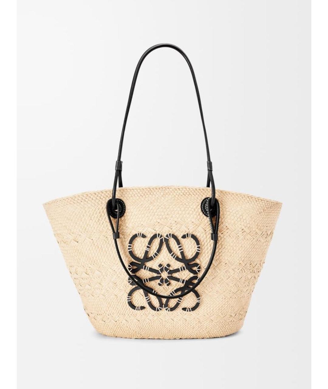 LOEWE Бежевая пелетеная пляжная сумка, фото 5