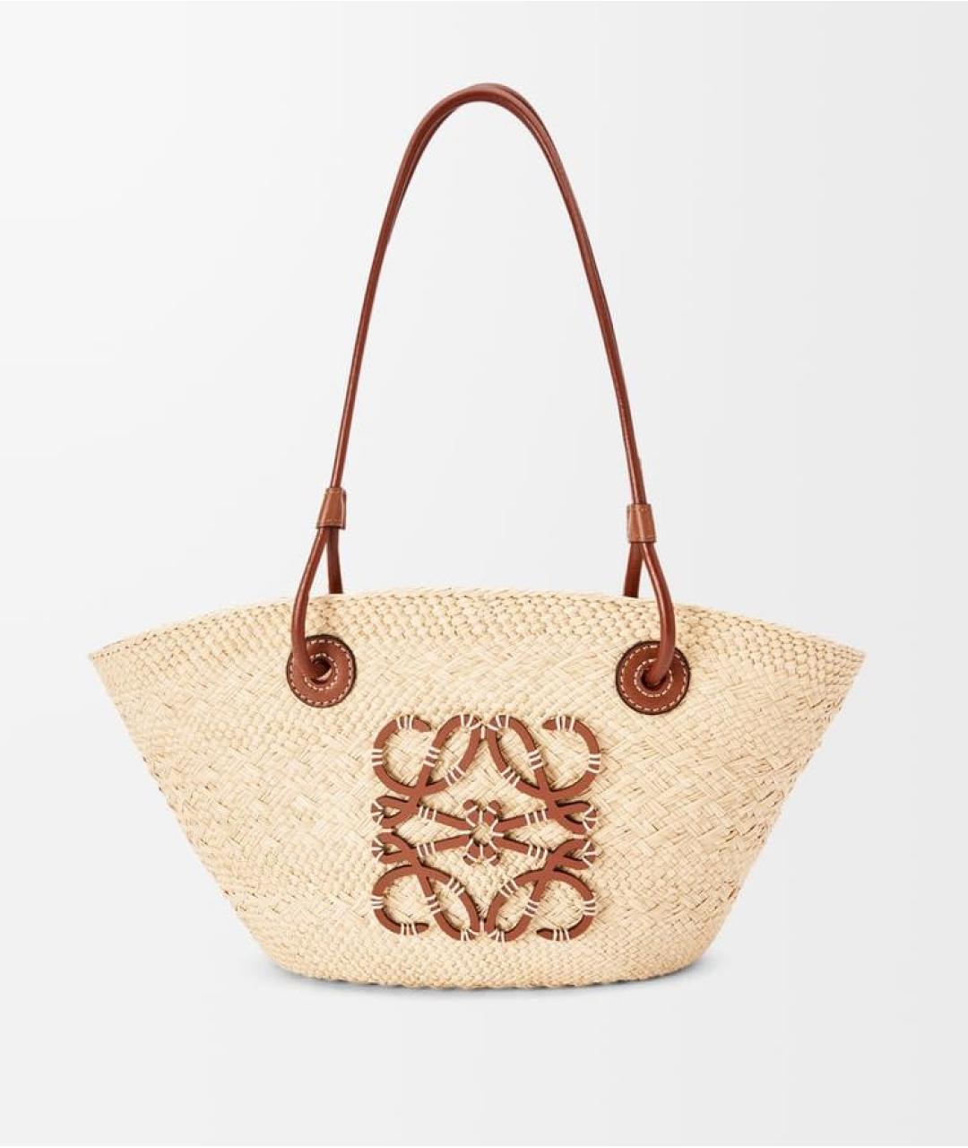 LOEWE Бежевая пелетеная пляжная сумка, фото 6