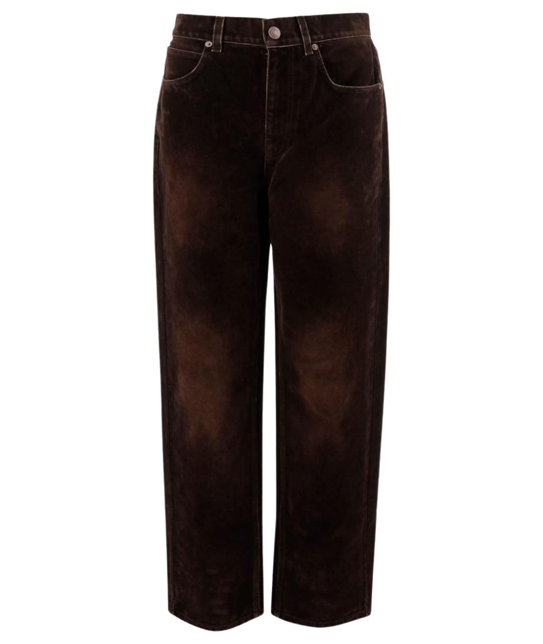 TORY BURCH Коричневые хлопковые прямые джинсы, фото 1