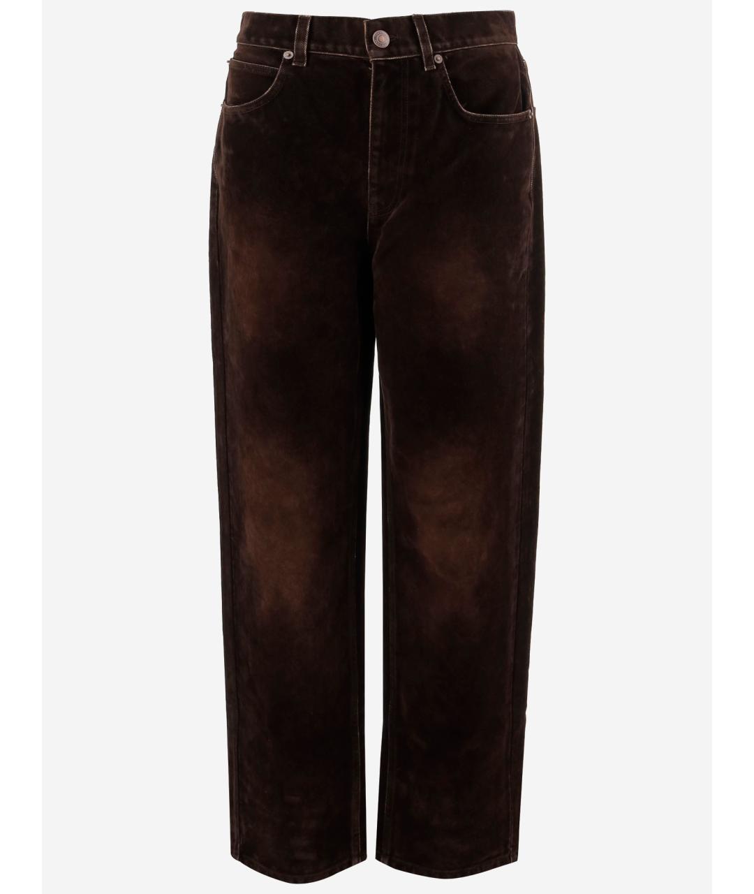 TORY BURCH Коричневые хлопковые прямые джинсы, фото 4