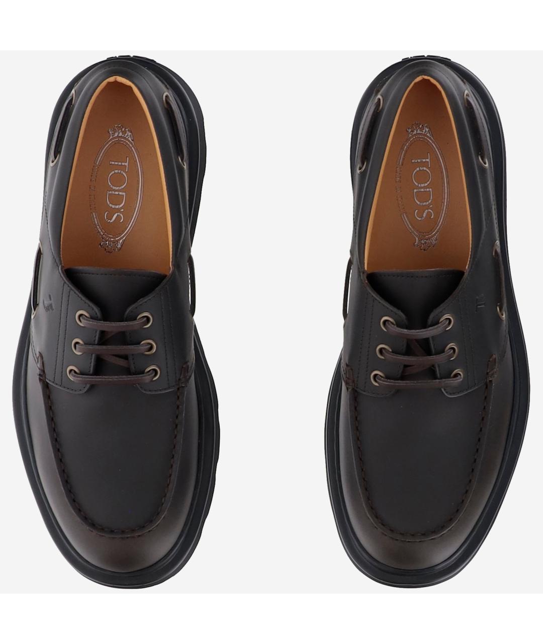 TOD'S Коричневые кожаные низкие ботинки, фото 2