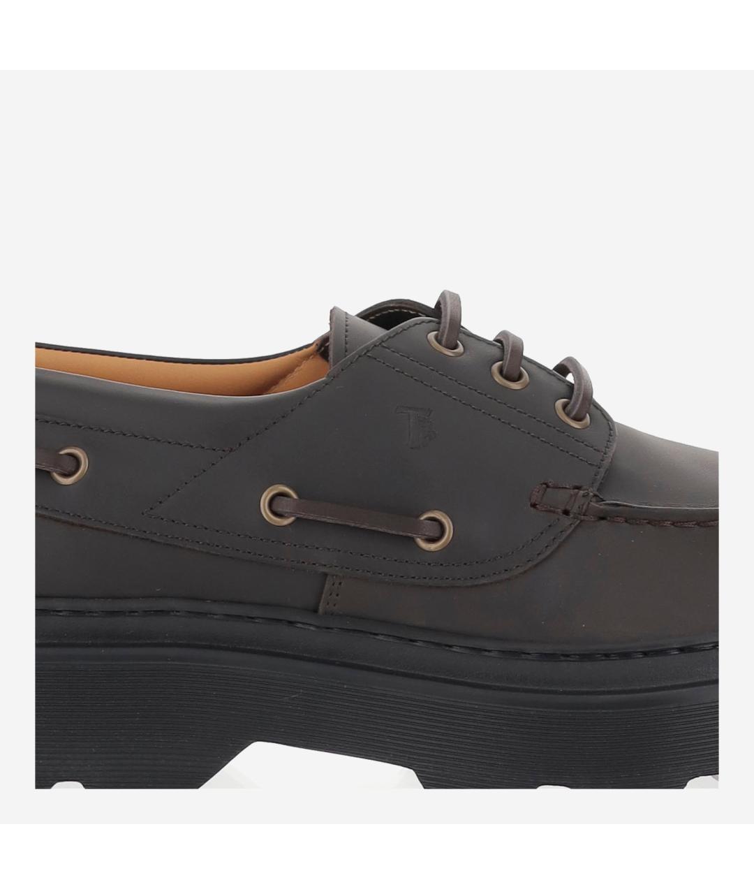 TOD'S Коричневые кожаные низкие ботинки, фото 5