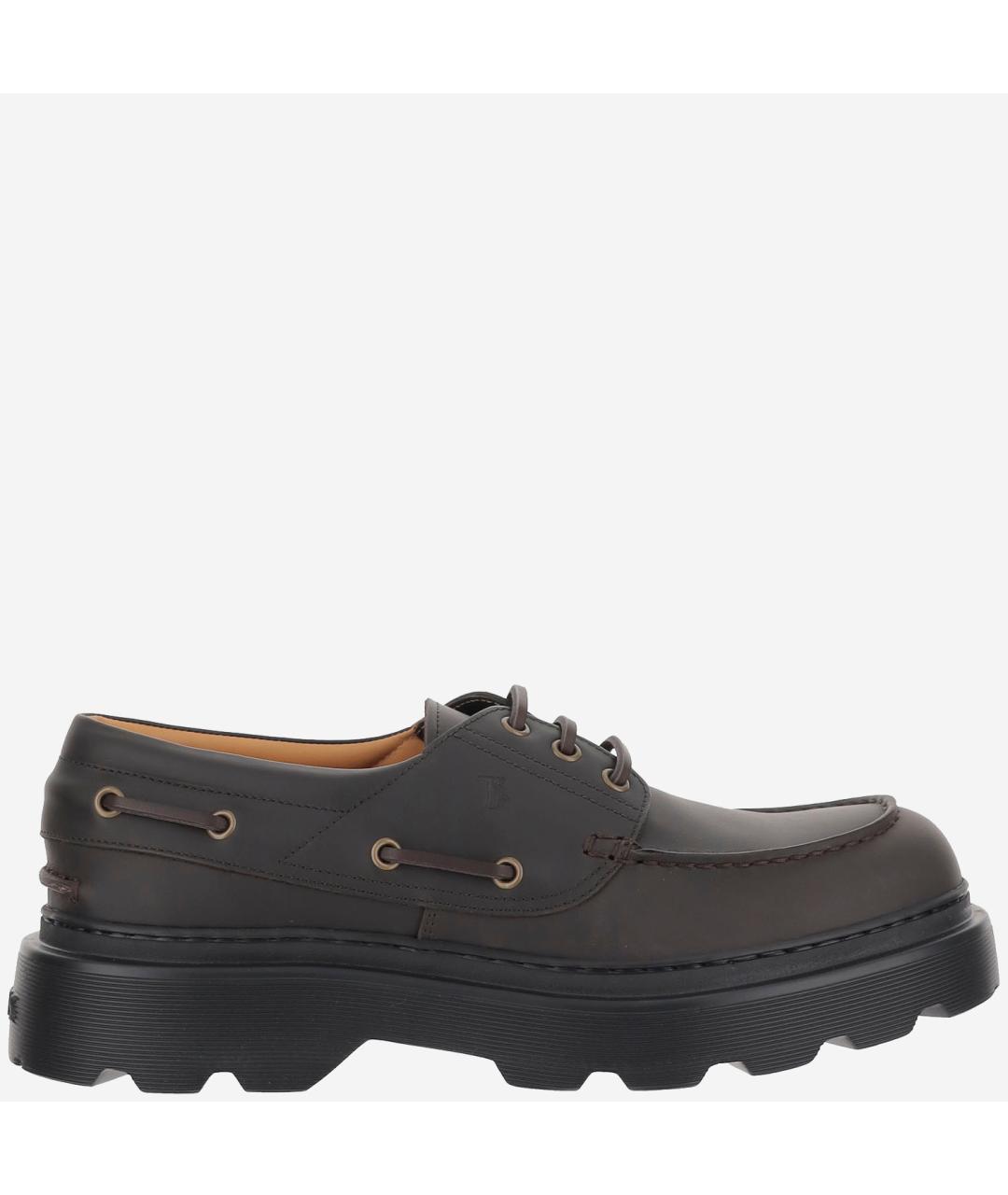 TOD'S Коричневые кожаные низкие ботинки, фото 6