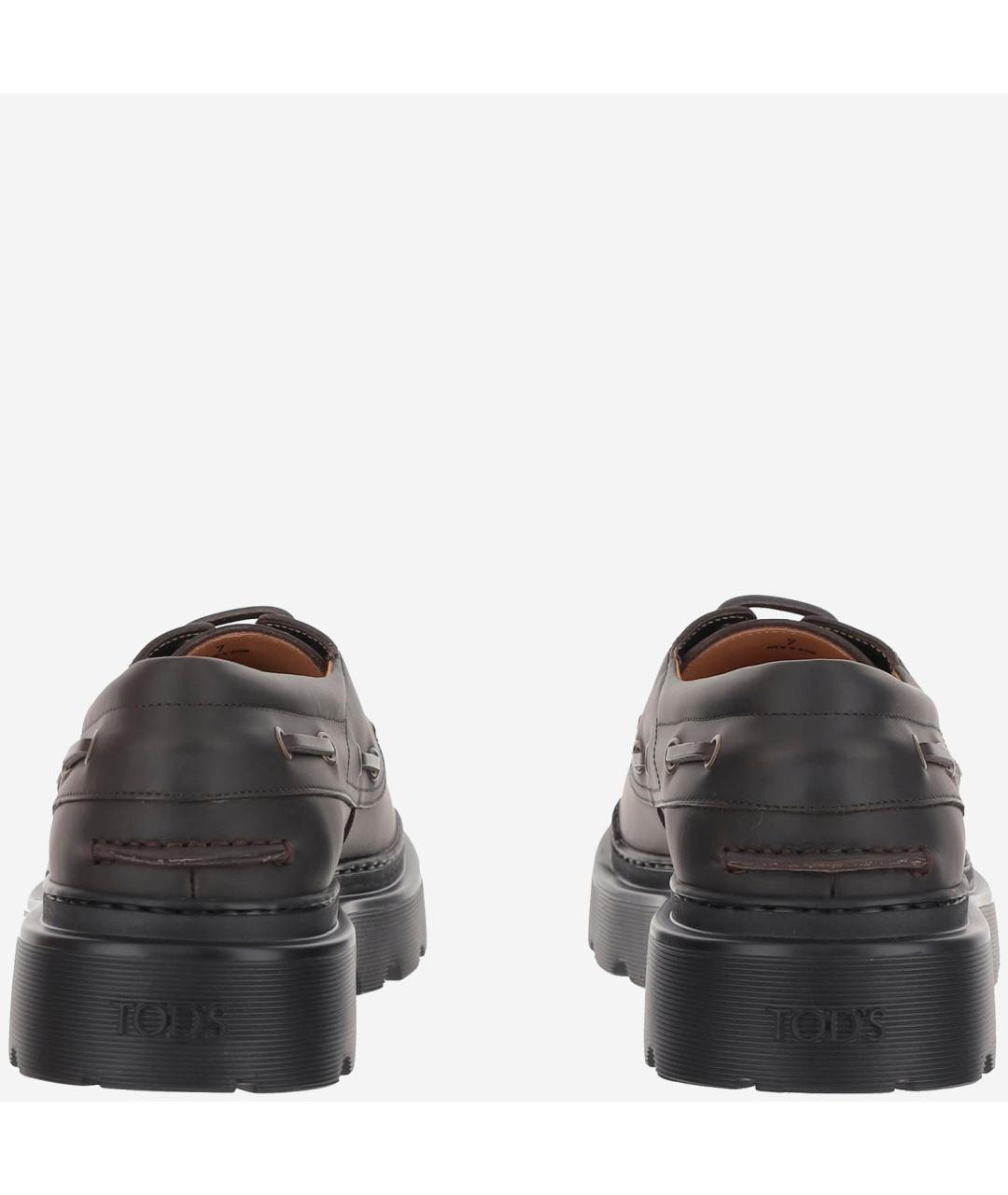 TOD'S Коричневые кожаные низкие ботинки, фото 4