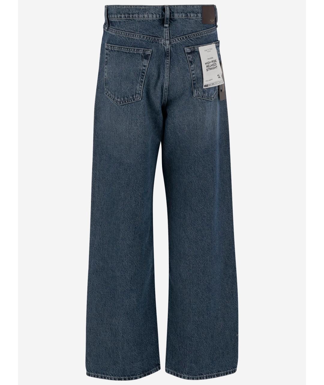 RAG & BONE Синие хлопковые прямые джинсы, фото 2