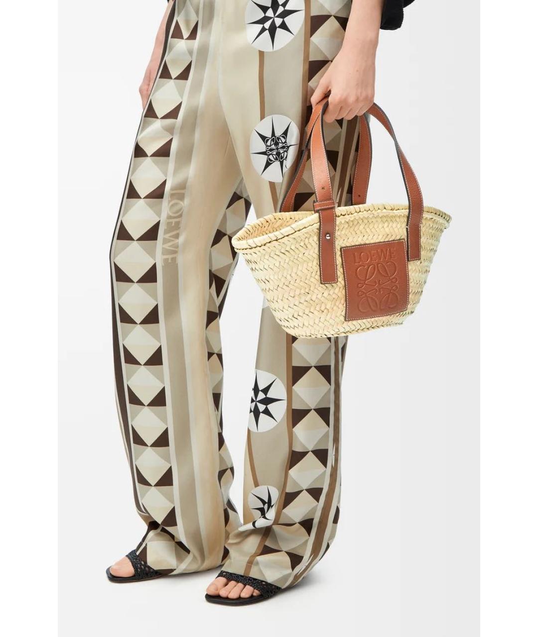 LOEWE Бежевая пелетеная пляжная сумка, фото 2