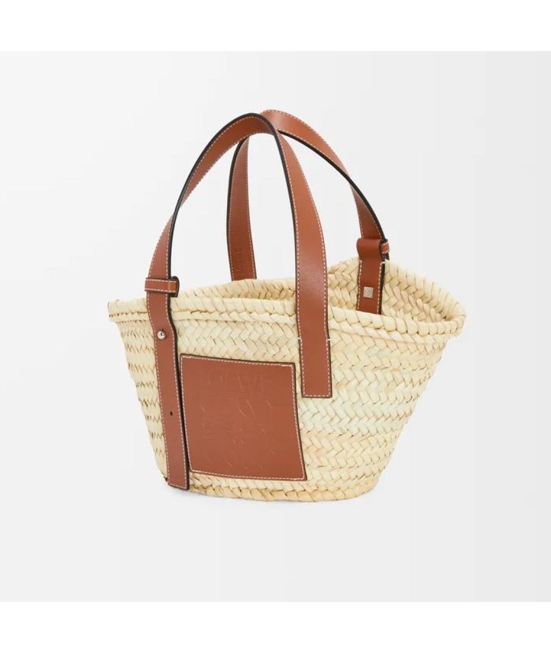 LOEWE Бежевая пелетеная пляжная сумка, фото 4