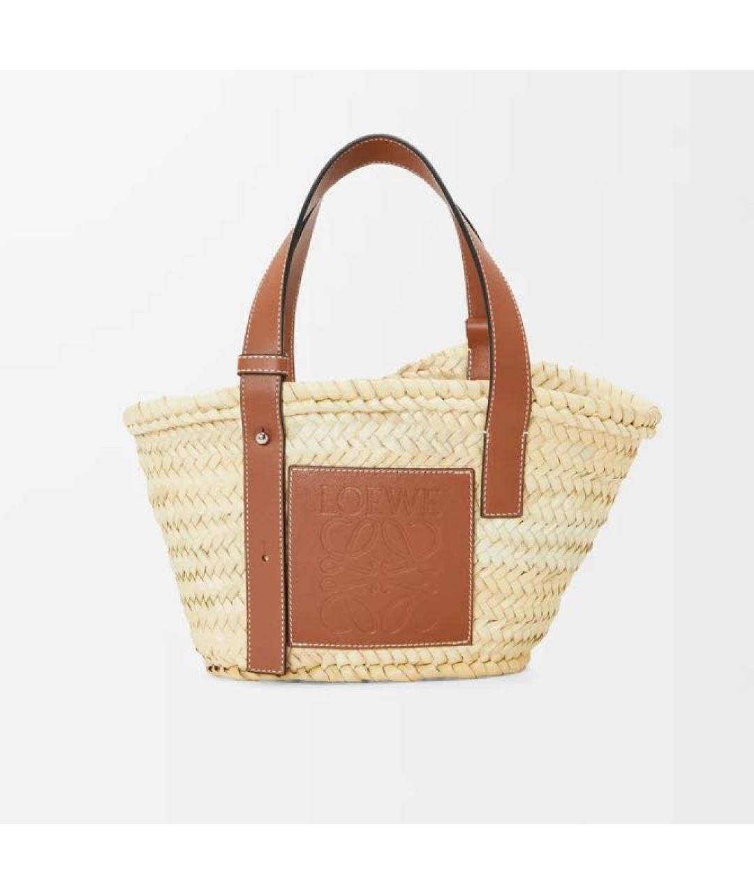 LOEWE Бежевая пелетеная пляжная сумка, фото 6