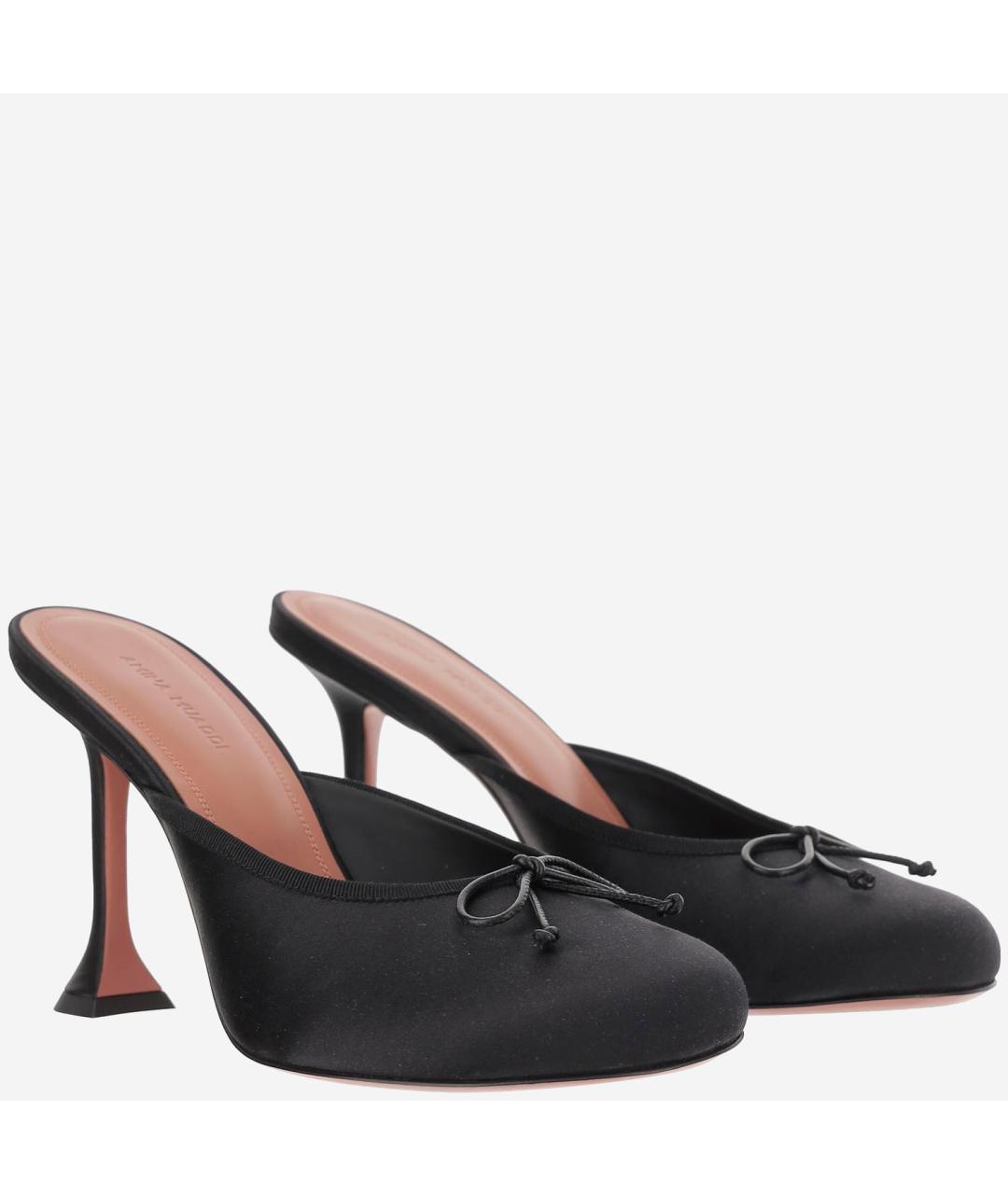 Amina Muaddi Черные текстильные мюли, фото 2