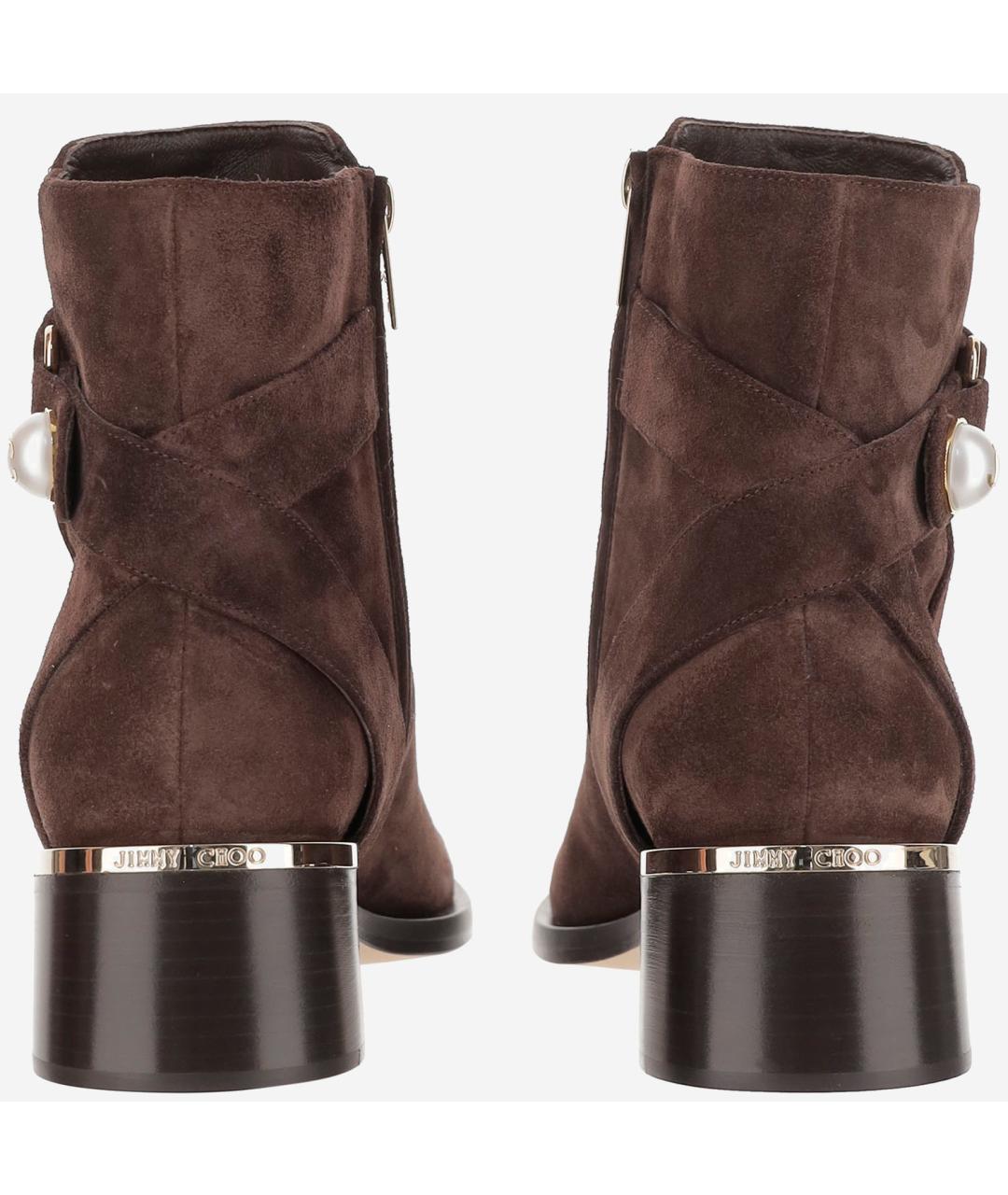 JIMMY CHOO Коричневые замшевые ботильоны, фото 3