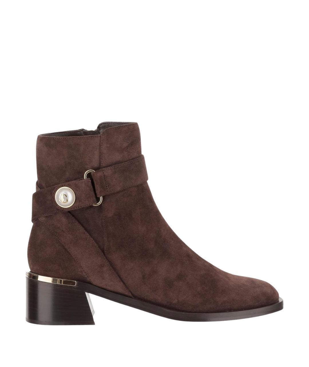 JIMMY CHOO Коричневые замшевые ботильоны, фото 1