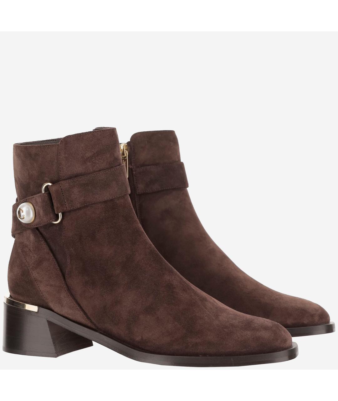 JIMMY CHOO Коричневые замшевые ботильоны, фото 2