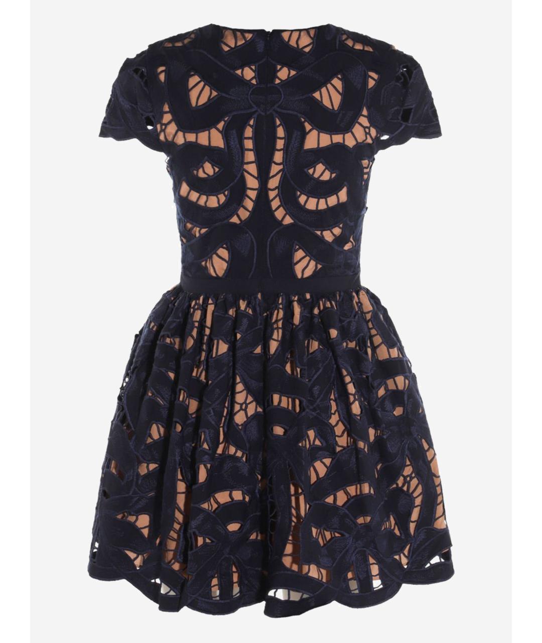 SELF-PORTRAIT Синее хлопковое повседневное платье, фото 2