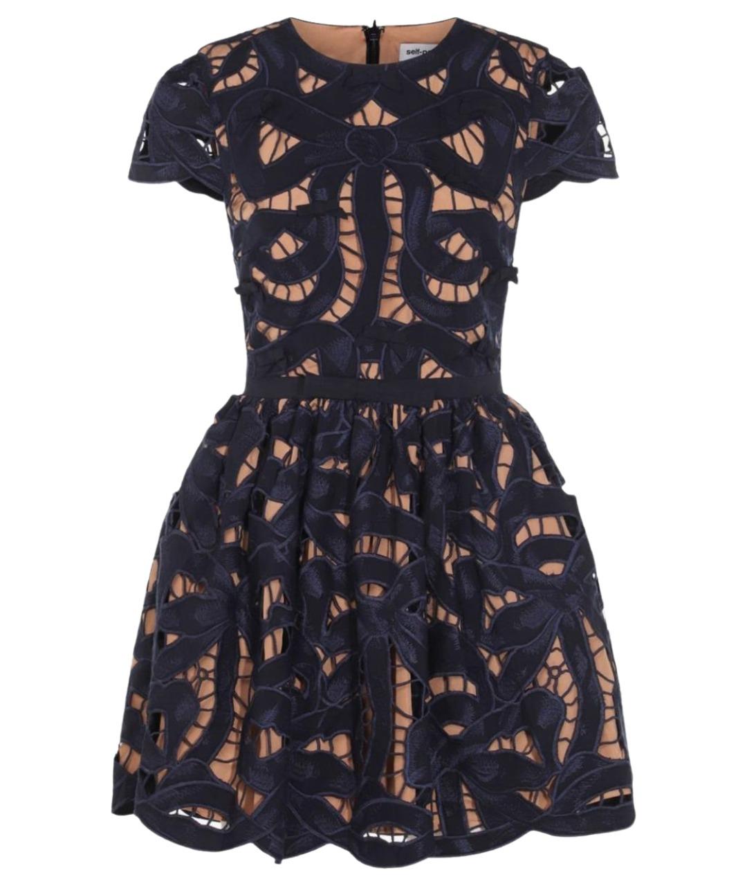 SELF-PORTRAIT Синее хлопковое повседневное платье, фото 1