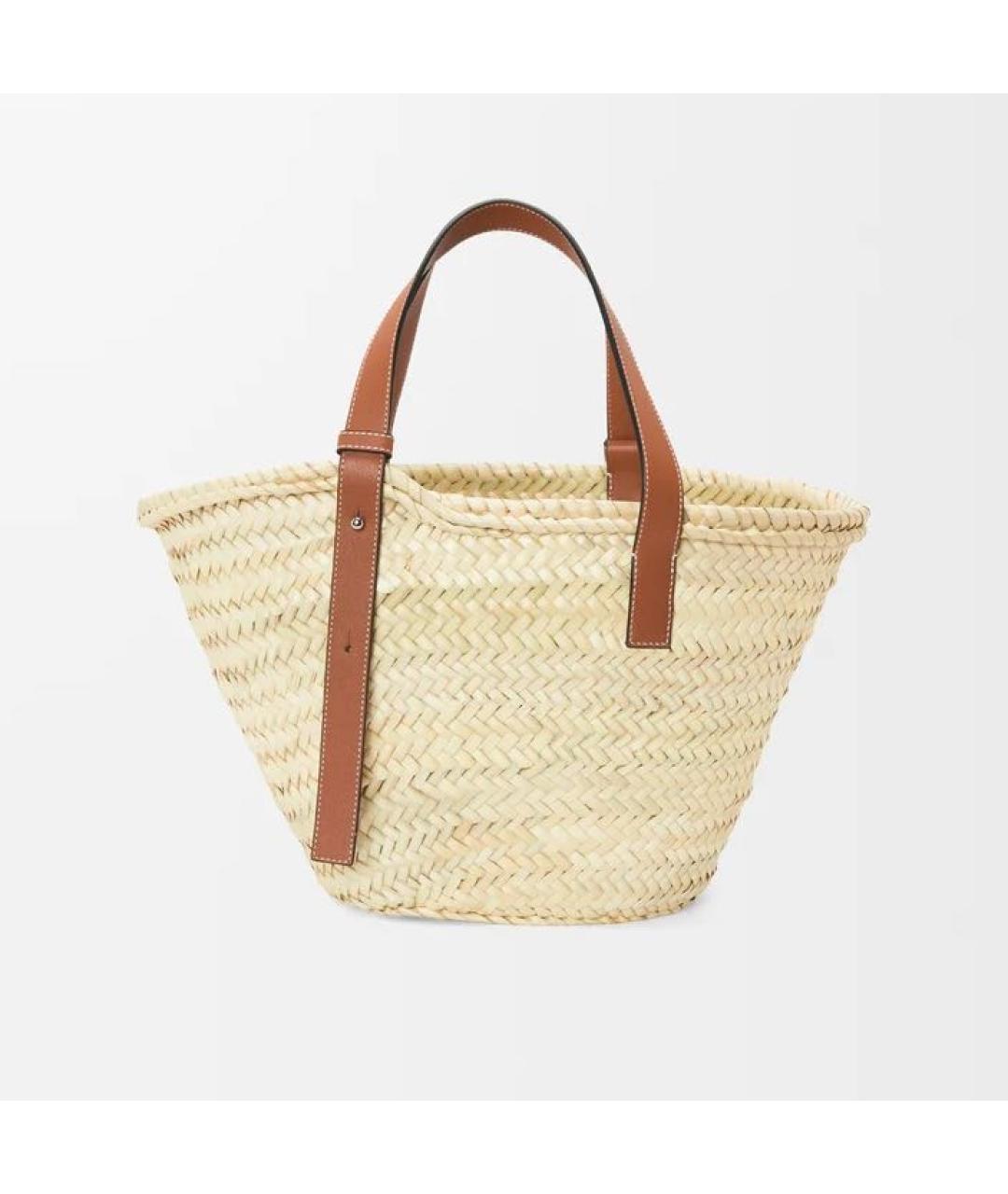 LOEWE Бежевая пелетеная пляжная сумка, фото 5