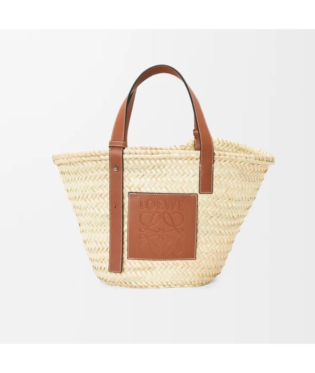 LOEWE Бежевая пелетеная пляжная сумка, фото 6