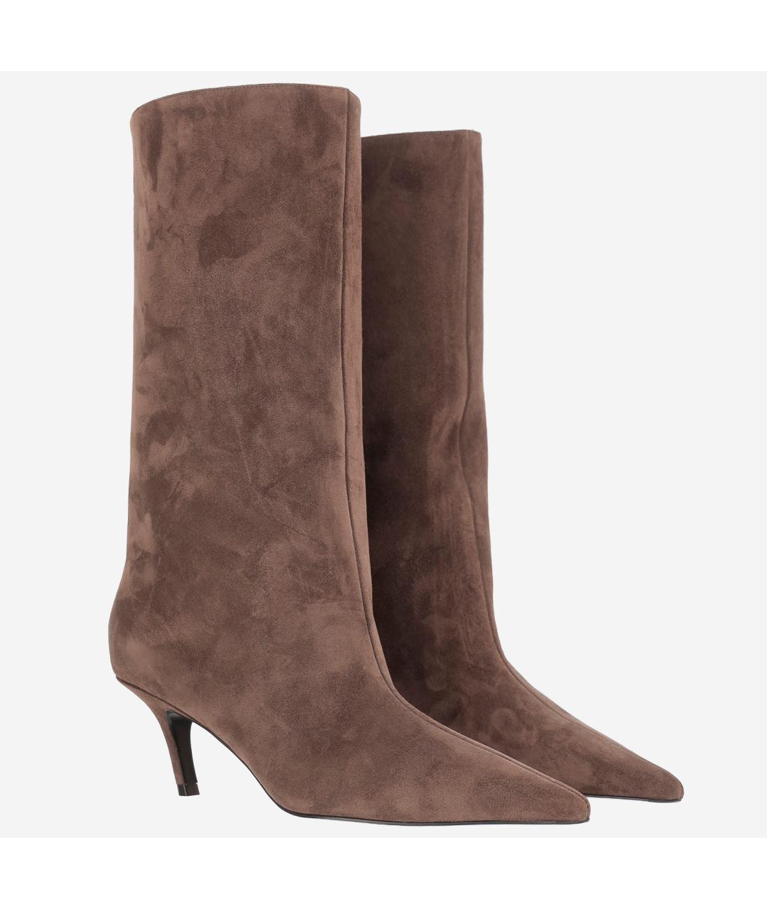 Amina Muaddi Коричневые замшевые полусапоги, фото 2