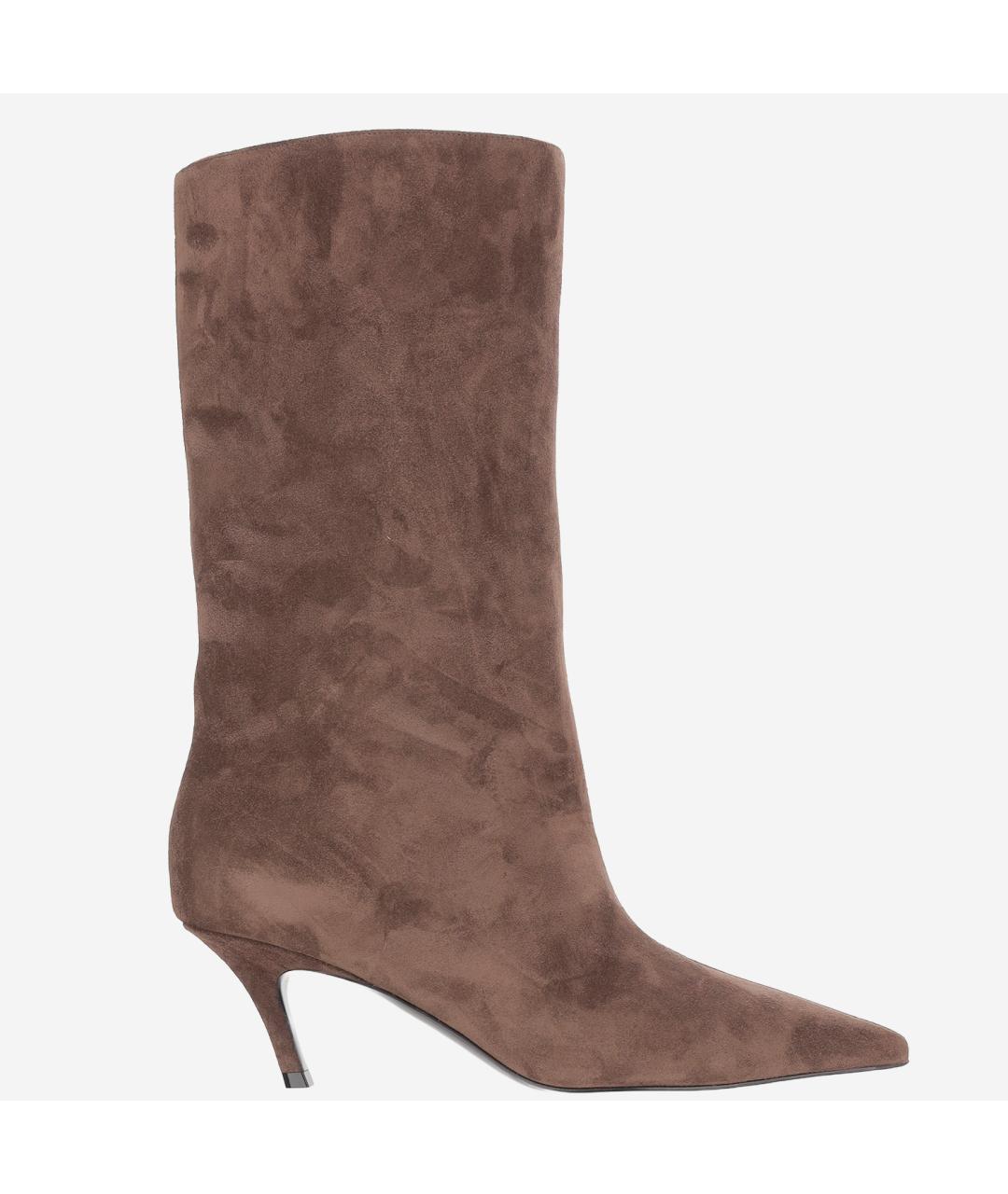 Amina Muaddi Коричневые замшевые полусапоги, фото 5