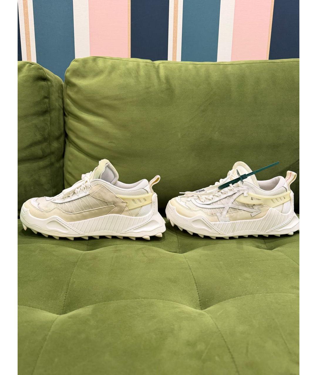 OFF-WHITE Белые кожаные высокие кроссовки / кеды, фото 5