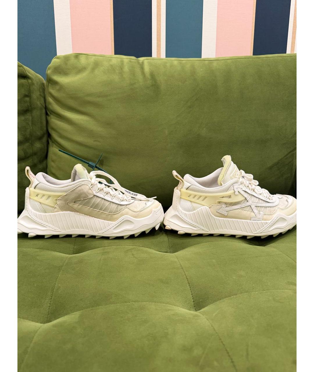 OFF-WHITE Белые кожаные высокие кроссовки / кеды, фото 6