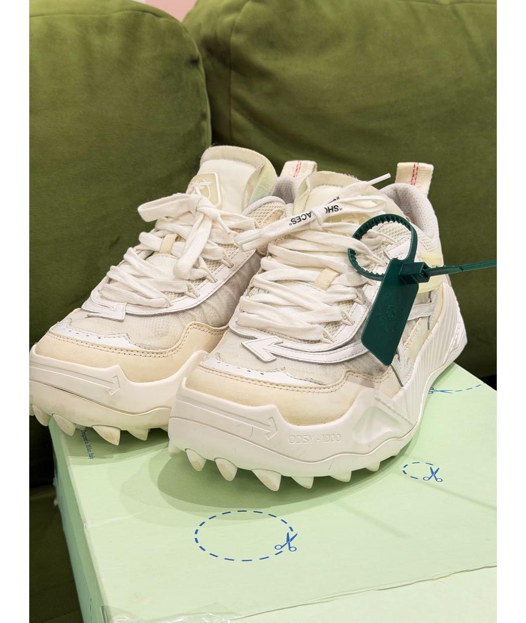 OFF-WHITE Белые кожаные высокие кроссовки / кеды, фото 7