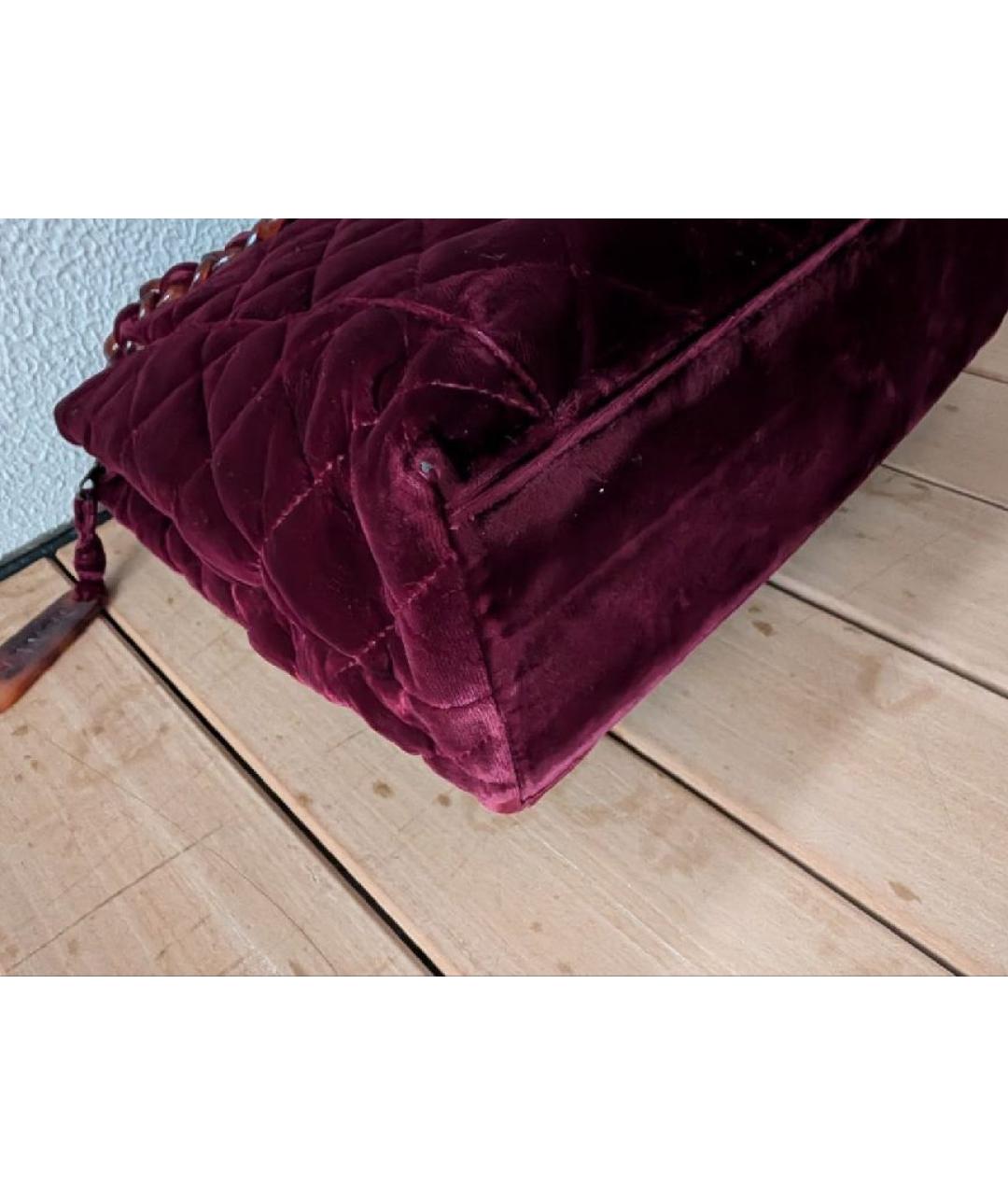 CHANEL Бордовая бархатная сумка через плечо, фото 7