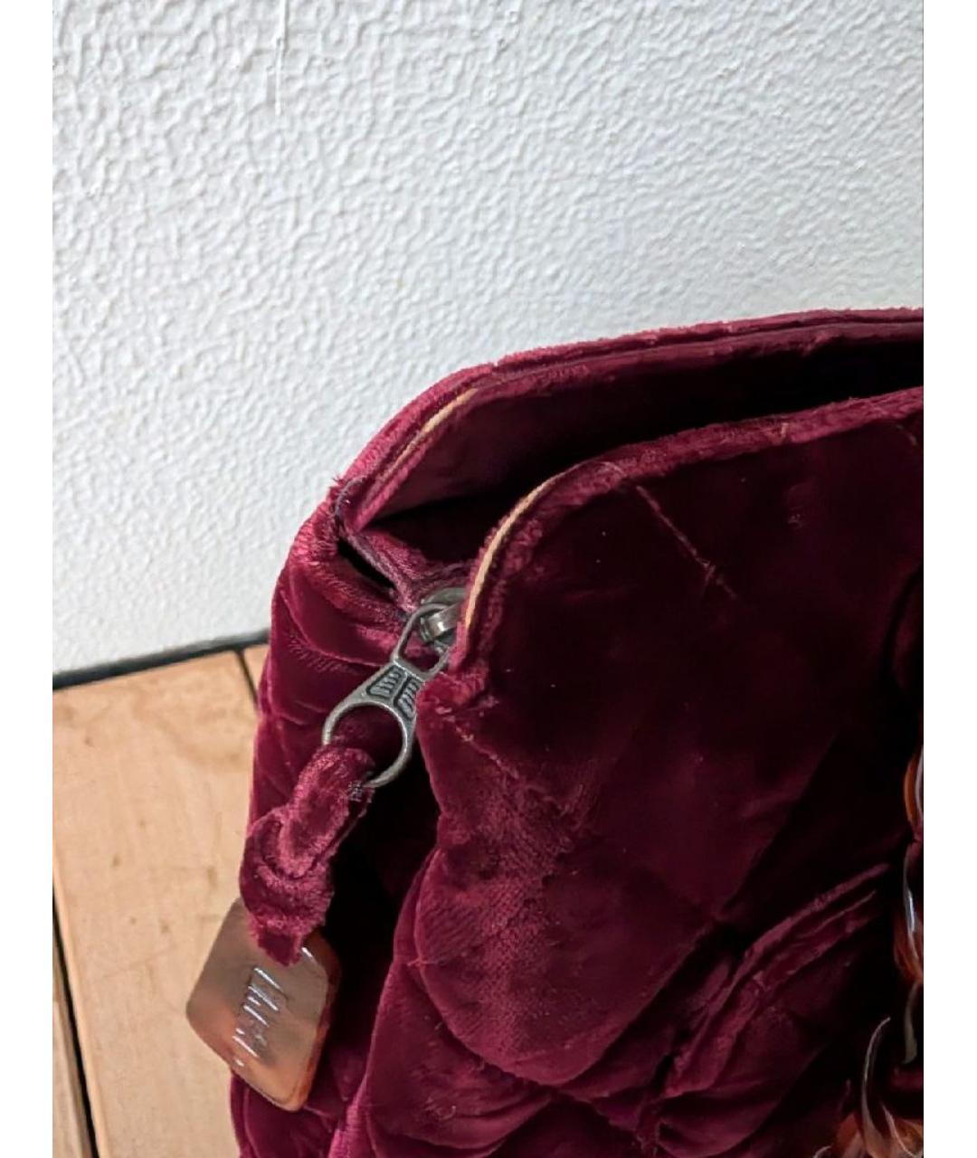CHANEL Бордовая бархатная сумка через плечо, фото 4
