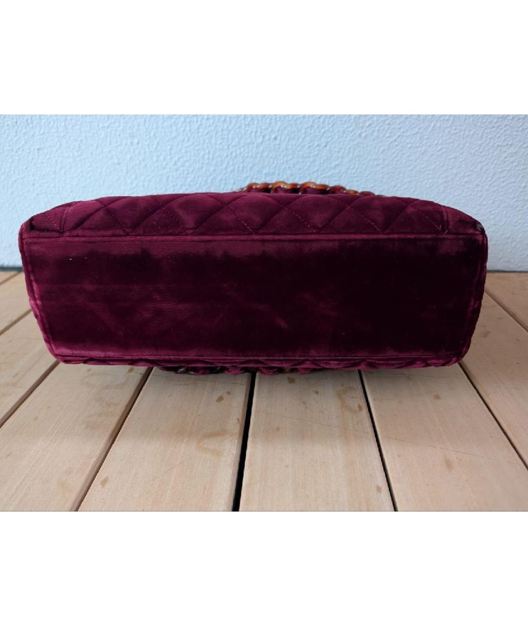 CHANEL Бордовая бархатная сумка через плечо, фото 5