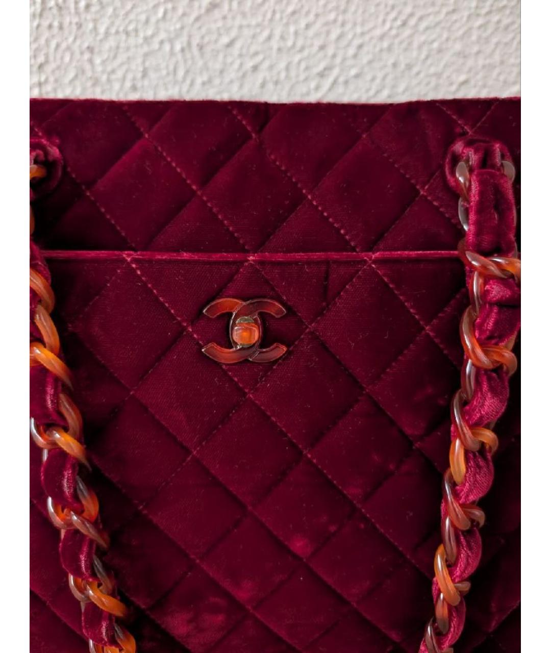 CHANEL Бордовая бархатная сумка через плечо, фото 2
