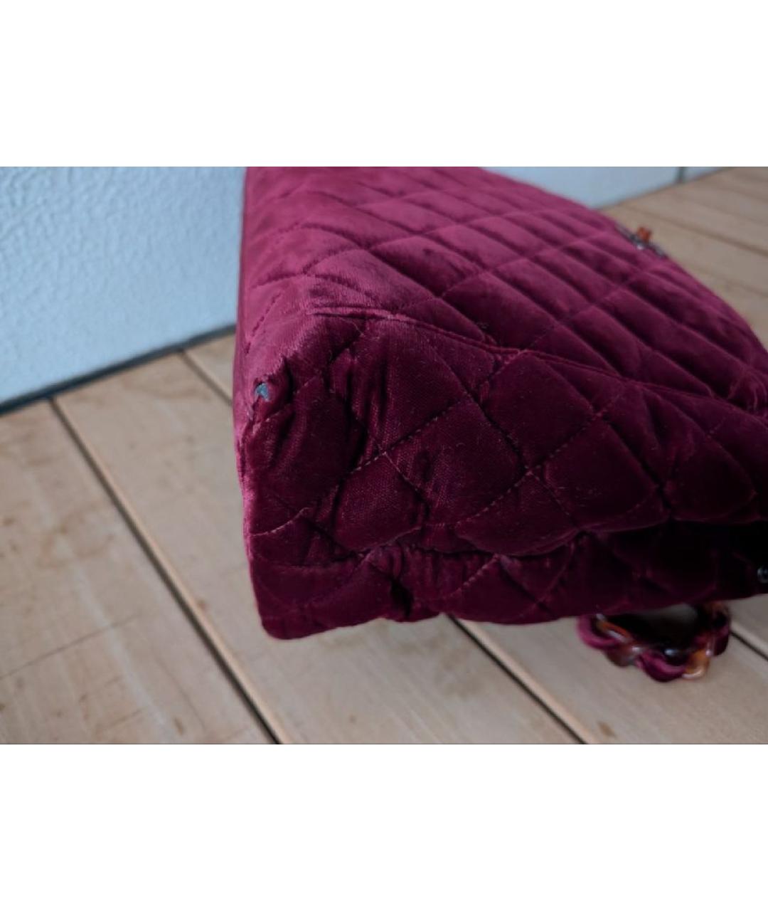 CHANEL Бордовая бархатная сумка через плечо, фото 6