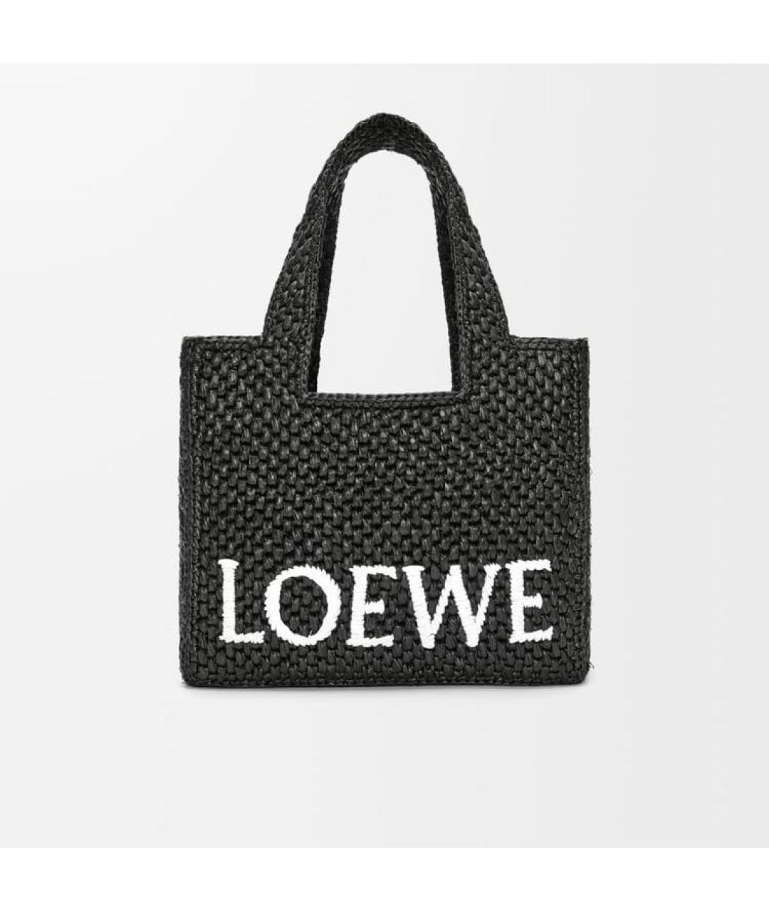 LOEWE Черная пелетеная сумка тоут, фото 6