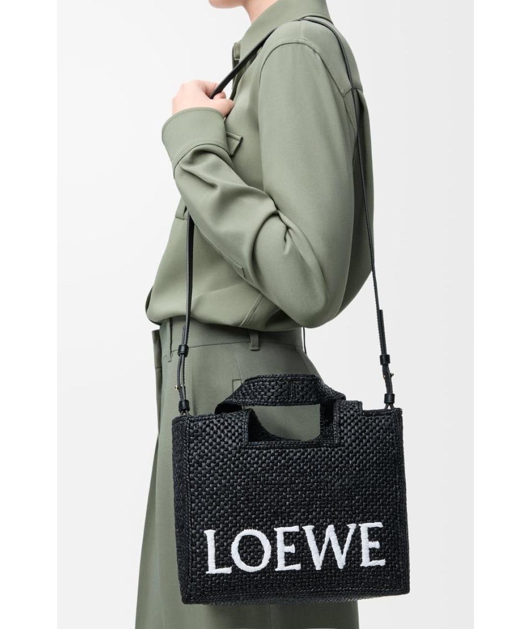 LOEWE Черная пелетеная сумка тоут, фото 2