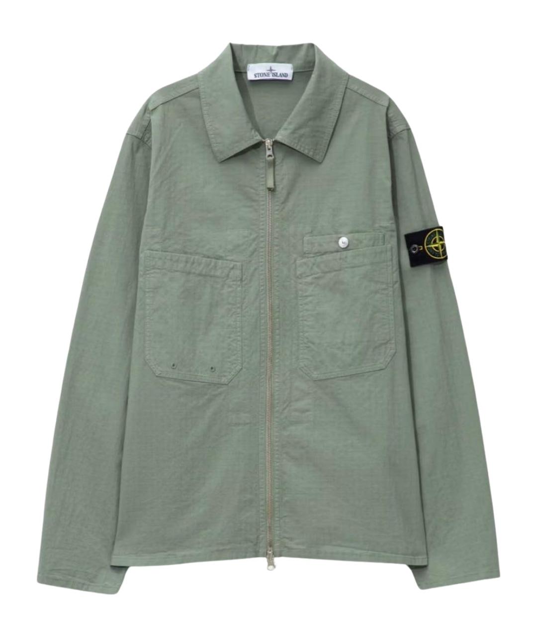 STONE ISLAND Хаки хлопковая куртка, фото 1