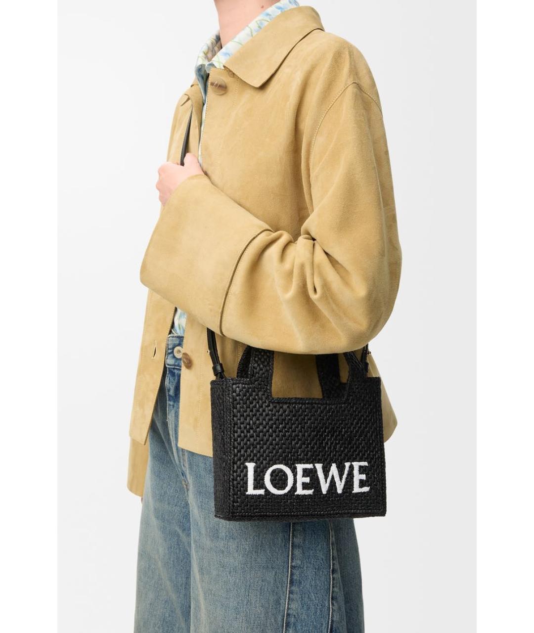 LOEWE Черная пелетеная сумка с короткими ручками, фото 2