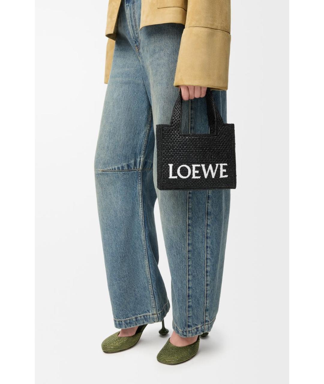 LOEWE Черная пелетеная сумка с короткими ручками, фото 3