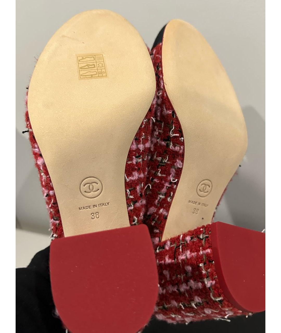 CHANEL Красные текстильные туфли, фото 7