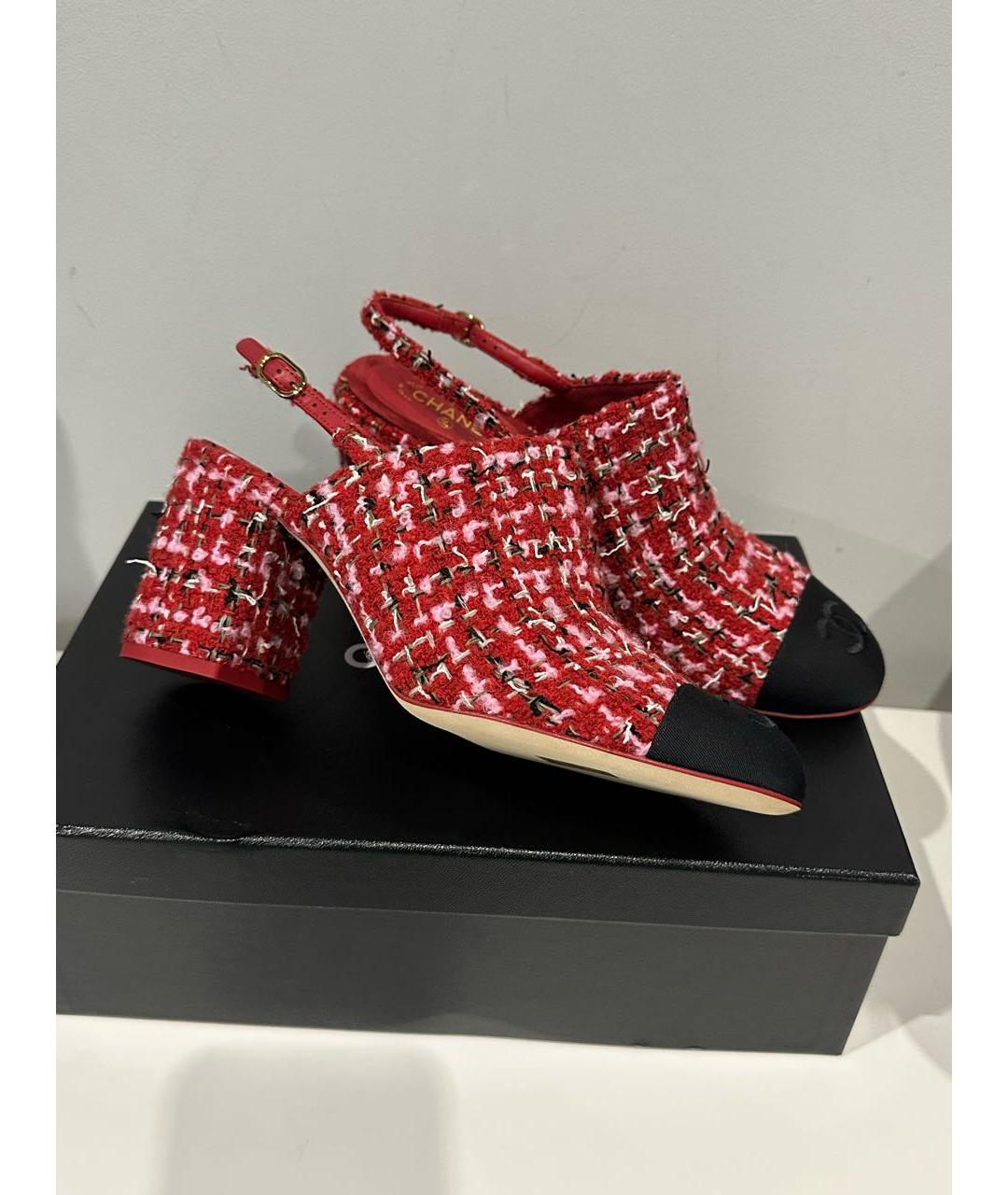CHANEL Красные текстильные туфли, фото 6