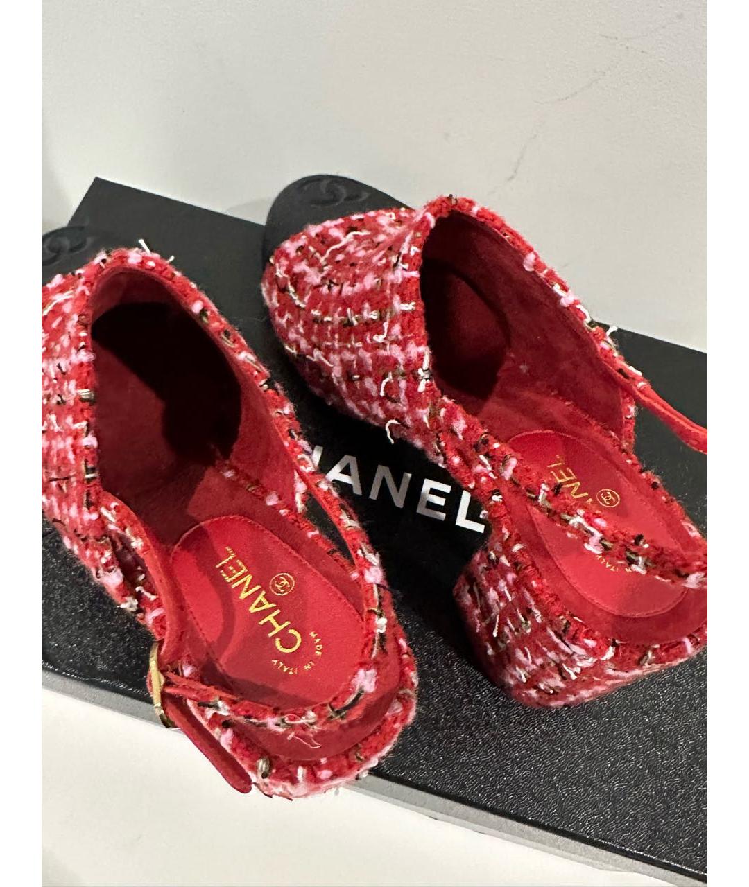 CHANEL Красные текстильные туфли, фото 3