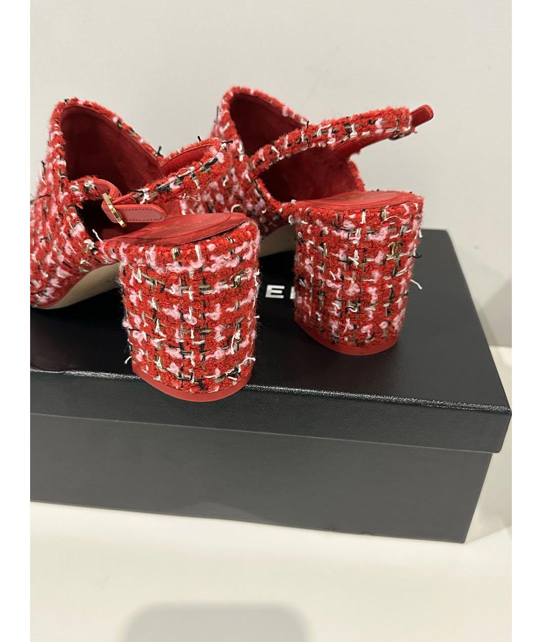 CHANEL Красные текстильные туфли, фото 4